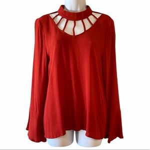 NWT Adara boutique Entro belle sleeve blouse S